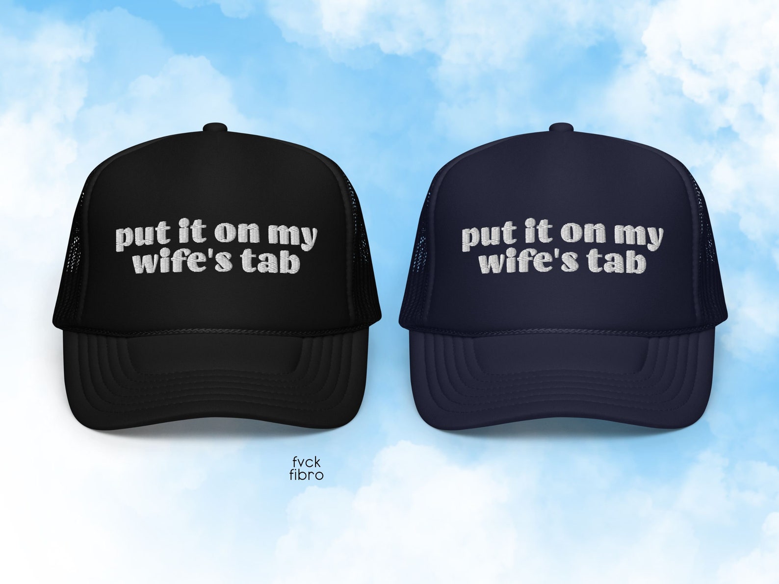 Put It on My Wife's Tab Embroidered Hat Funny Trucker Hat Bride Groom ...