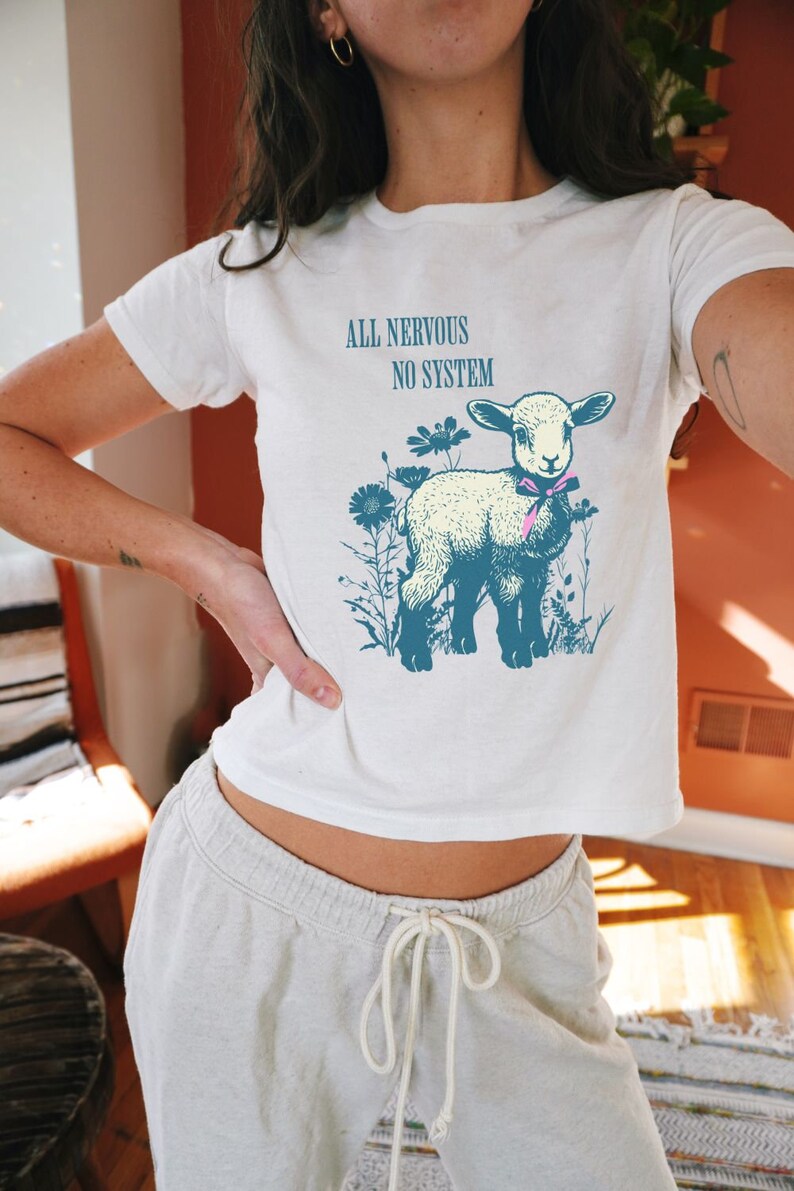 Mental Health Baby Tee Weird Shirt 90's Tees Ironic T Shirt Silly Y2K Trendy Gift Funny Meme Shirt All Nervous No System Coquette Tee ADHD