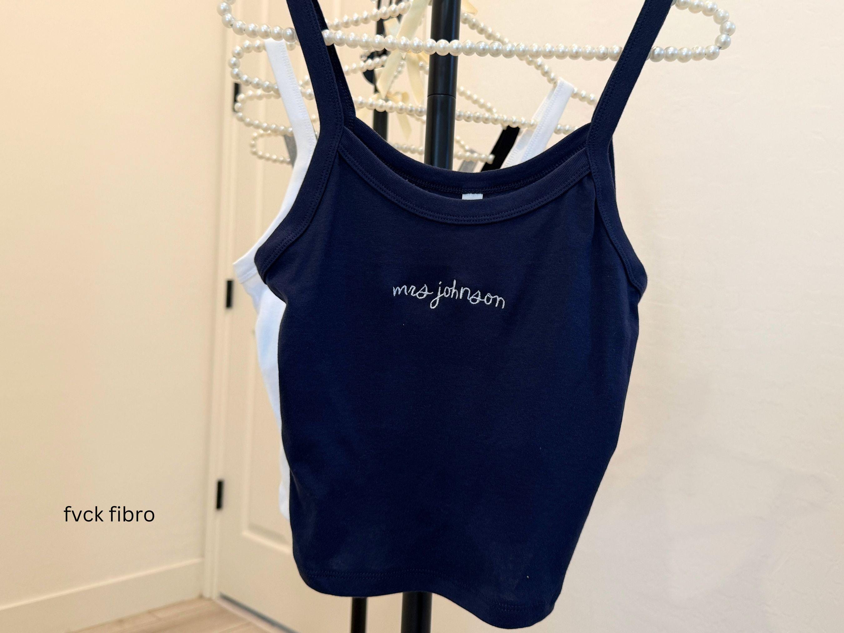 Custom Embroidery Mrs Tank Top Bride Shirt Bachelorette Party Engagement Gift Bridal Shower Wedding Day Future Mrs Cute Honeymoon Outfit