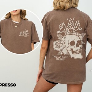 Custom Til Death T-shirt Bride & Groom Gift Wedding Day Shirt Just Married Mr Mrs Skull Skeleton Matching Husband Wife Honeymoon Anniversary