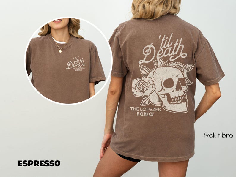 Custom Til Death T-shirt Bride & Groom Gift Wedding Day Shirt Just Married Mr Mrs Skull Skeleton Matching Husband Wife Honeymoon Anniversary