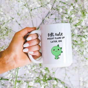 Felt Cute Might Flare Up Later Mug Funny Fibromyalgia Cup Rheumatoid Arthritis Endometriosis Gift Lupus Chronic Illness Sarcastic Crohns RA