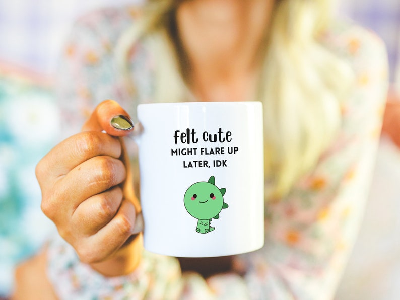 Felt Cute Might Flare Up Later Mug Funny Fibromyalgia Cup Rheumatoid Arthritis Endometriosis Gift Lupus Chronic Illness Sarcastic Crohns RA