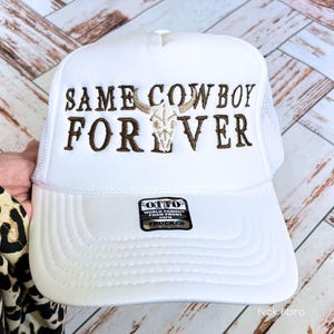 Same Cowboy Forever Trucker Western Bachelorette Hats Nashville Bach Party Embroidered Cowgirl Bride Hats Bridal Shower Gift Wife Engagement