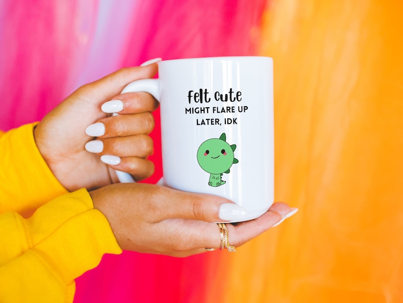 Felt Cute Might Flare Up Later Mug Funny Fibromyalgia Cup Rheumatoid Arthritis Endometriosis Gift Lupus Chronic Illness Sarcastic Crohns RA