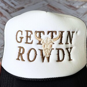 Western Bachelorette Truckers Embroidered Gettin' Hitched Gettin' Rowdy Hats Matching Nashville Bach Party Cowgirl Jackson Hole Austin Cute