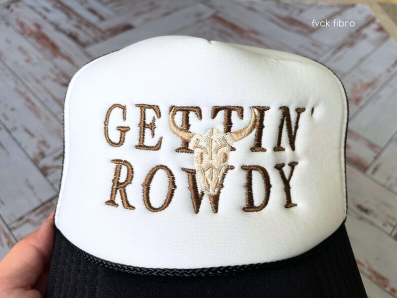 Western Bachelorette Truckers Embroidered Gettin' Hitched Gettin' Rowdy Hats Matching Nashville Bach Party Cowgirl Jackson Hole Austin Cute