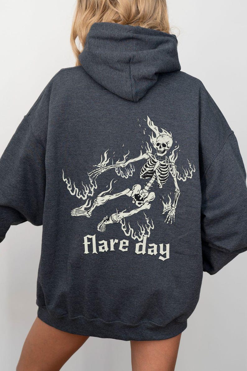 Flare Day Hoodie Chronic Pain Gift Fibromyalgia Halloween Skeleton Multiple Sclerosis CRPS Ehlers Danlos Syndrome HEDS Lupus MS Spoonie Tops