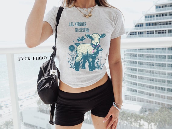 Mental Health Baby Tee Weird Shirt 90's Tees Ironic T Shirt Silly Y2K Trendy Gift Funny Meme Shirt All Nervous No System Coquette Tee ADHD