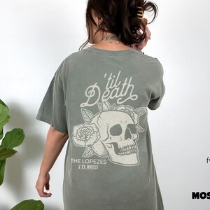 Custom Til Death T-shirt Bride & Groom Gift Wedding Day Shirt Just Married Mr Mrs Skull Skeleton Matching Husband Wife Honeymoon Anniversary