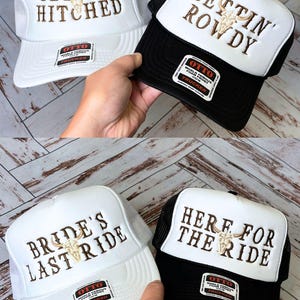 Western Bachelorette Truckers Embroidered Gettin' Hitched Gettin' Rowdy Hats Matching Nashville Bach Party Cowgirl Jackson Hole Austin Cute