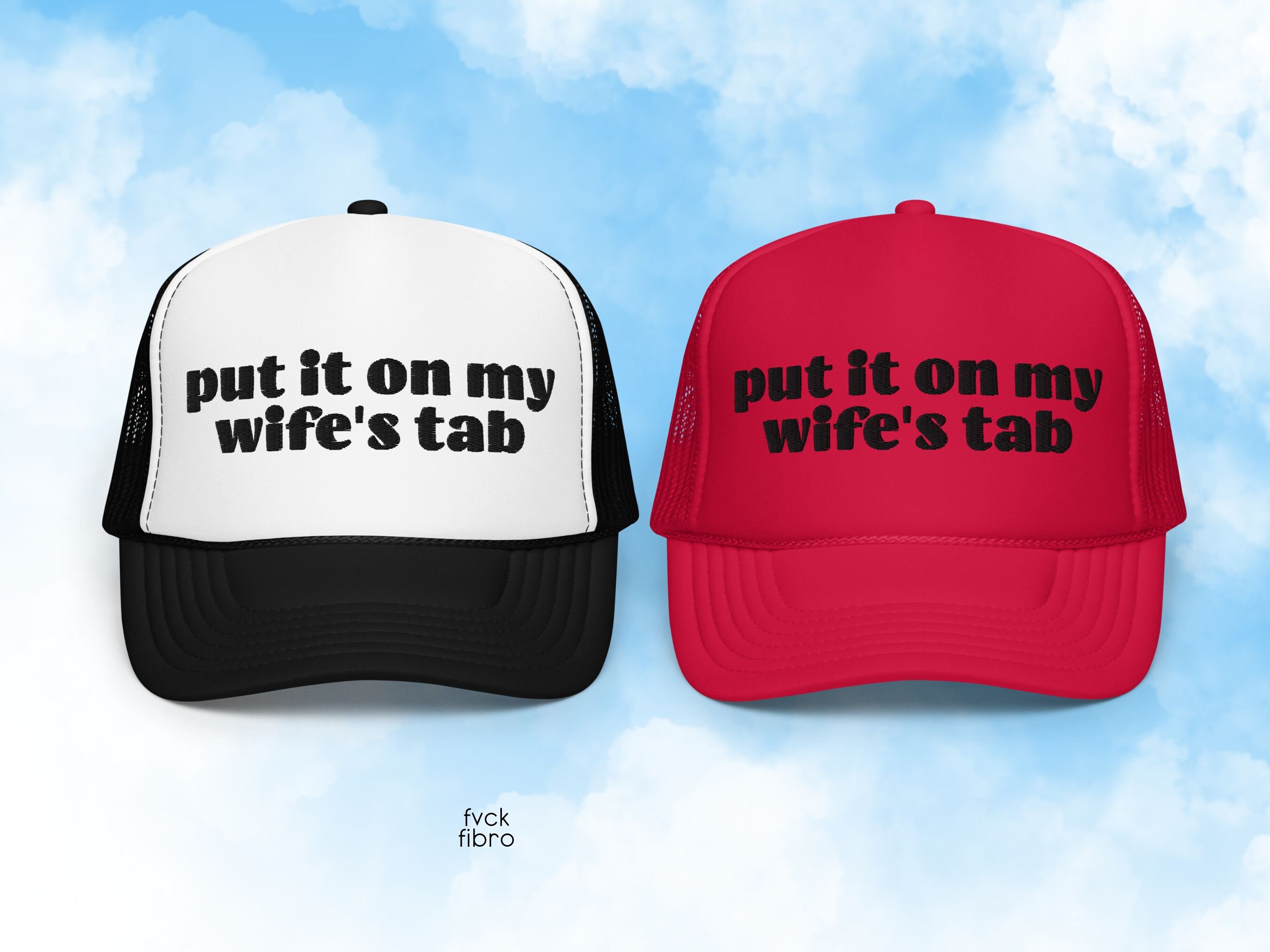 Put It on My Wife's Tab Embroidered Hat Funny Trucker Hat Bride Groom ...