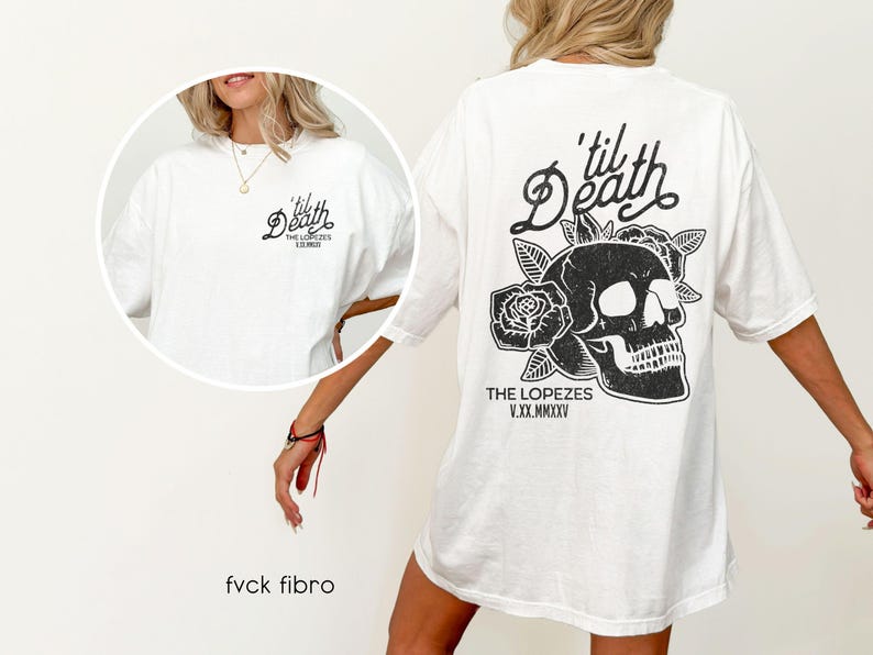 Custom Til Death T-shirt Bride & Groom Gift Wedding Day Shirt Just Married Mr Mrs Skull Skeleton Matching Husband Wife Honeymoon Anniversary