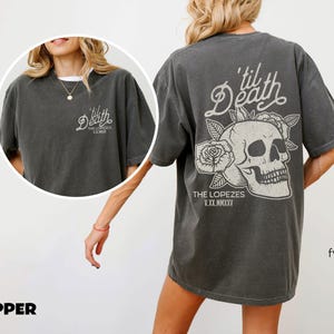 Custom Til Death T-shirt Bride & Groom Gift Wedding Day Shirt Just Married Mr Mrs Skull Skeleton Matching Husband Wife Honeymoon Anniversary