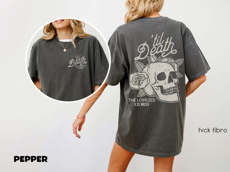 Custom Til Death T-shirt Bride & Groom Gift Wedding Day Shirt Just Married Mr Mrs Skull Skeleton Matching Husband Wife Honeymoon Anniversary