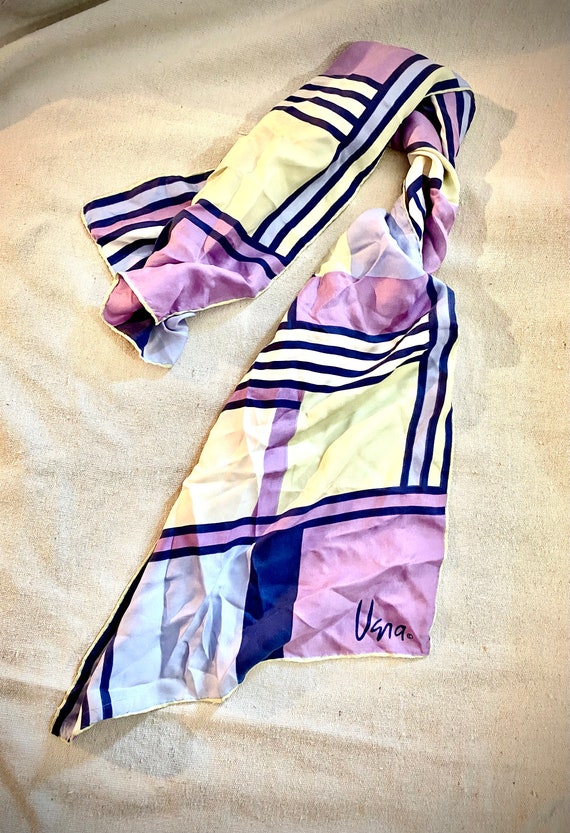 Vintage Vera Neumann Scarf in purple, light blue, 
