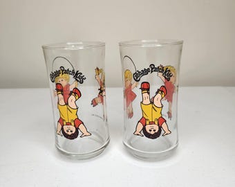 1984 Cabbage Patch Kids Drinking Glasses Set of 2 Vintage