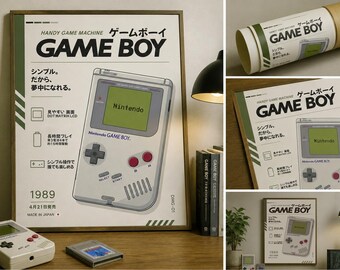 Vintage Handheld Gaming Poster | Game Boy Inspired Minimalist Print | Retro Tech Decor