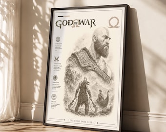 God of War Kratos Poster | Minimalist Norse Mythology Gaming Print (Digital Download)