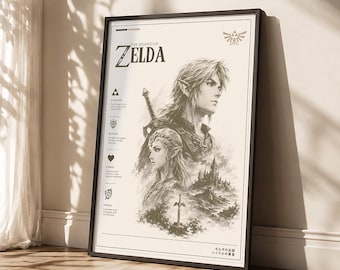 Zelda Poster | Hyrule Wall Art | Fantasy Adventure Gaming Decor | Hero of Time Print