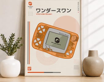 WonderSwan Crystal Orange Collection Edition Poster | Retro Japanese Handheld Gaming Wall Art | Digital Download
