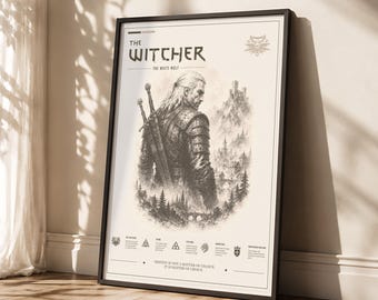 The Witcher Poster | Geralt of Rivia Wall Art | Dark Fantasy Gaming Decor | Medieval RPG Print