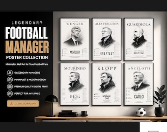 Legendary Football Manager Poster Collection | Minimalist Wall Art (Digital Download)