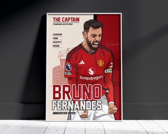 The Captain Bruno Fernandes Print | Manchester United Artwork | Minimalist Football Poster | Legacy Series Decor