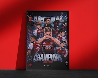Arsenal Champions 2025-2026 Poster | Anime Football Art Print (Digital Download)