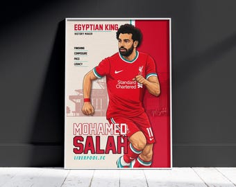 Egyptian King Mohamed Salah Print | Liverpool Football Poster | Anfield Wall Art | Legacy Series Decor