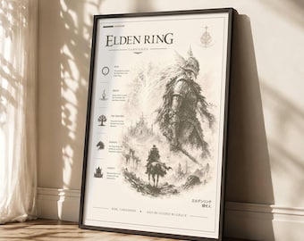 Elden Ring Poster | Tarnished Wall Art | Soulslike Dark Fantasy Decor | RPG Gaming Print