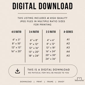 May include: A digital download graphic with text that reads "DIGITAL DOWNLOAD." The listing includes 4 high-quality JPEG files in multiple ratio sizes for printing. Sizes include 4x5, 8x10, 12x15, 16x20 inches, and more. The text also states "This is a digital download."