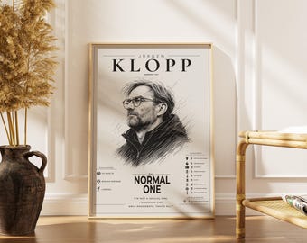 Jürgen Klopp Minimalist Poster | Football Manager Line Art | Monochrome Soccer Wall Art