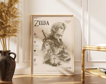 Zelda Poster | Hyrule Wall Art | Fantasy Adventure Gaming Decor | Hero of Time Print