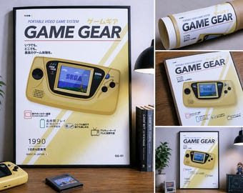 Retro Game Gear Poster | Sega Handheld Console Wall Art | Japanese Gaming Print