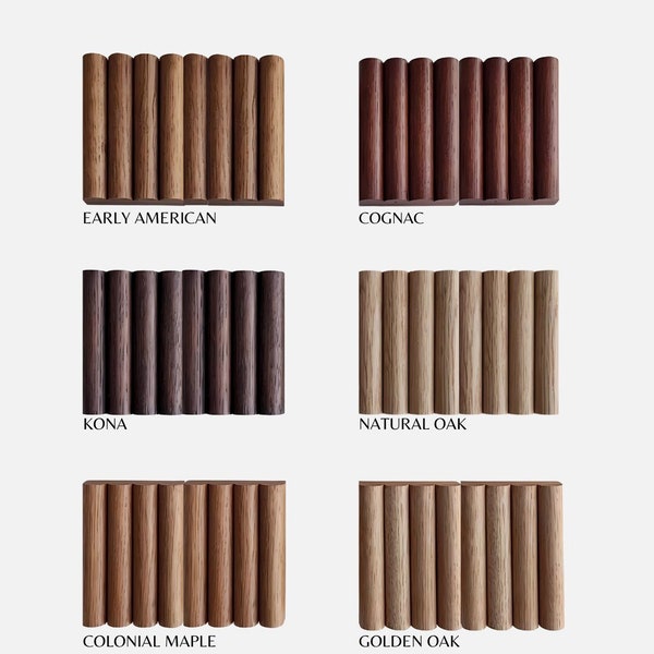 Natural WOOD SAMPLES: solid wood, walnut, white oak, rounded reeds