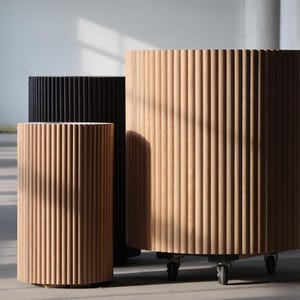 Custom Fluted White Oak Pedestal Table Base: Made to Order