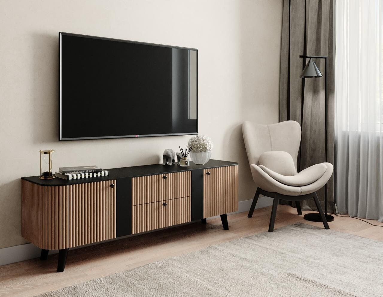 Minimalist Natural Wood TV Stand - Japandi Solid Wood TV Minimalist Natural Wood TV Stand - Japandi Solid Wood TV