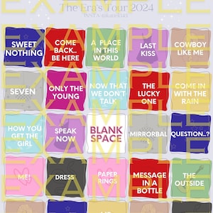 Cartes de bingo avec chanson surprise Taylor Swift Era's Tour PDF