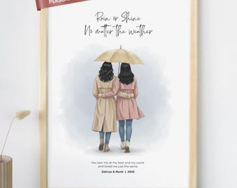 Personalized Best Friend Gift, Custom Friendship Poster, Birthday Gift for Her, Bestie Art Print