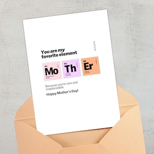 Tarjeta divertida para el Día de la Madre con la química / Tarjeta para mamá con la tabla periódica / Tarjeta imprimible para el Día de la Madre / Descarga digital