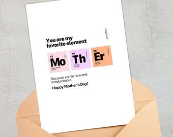 Funny Chemistry Mother's Day Card | Periodic Table Mom Card | Printable Mother’s Day Card | Digital Download