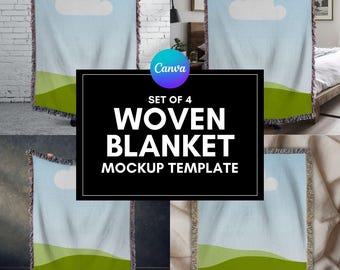 Woven Blanket Mockups – Editable Canva Templates for Etsy Sellers & Designers