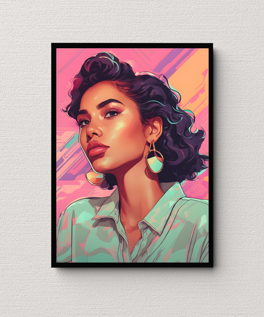 80s Retro Anime Latina Pastel Pop Art Matte Vertical Poster Etsy