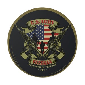 Army-Veteran Round Vinyl Stickers