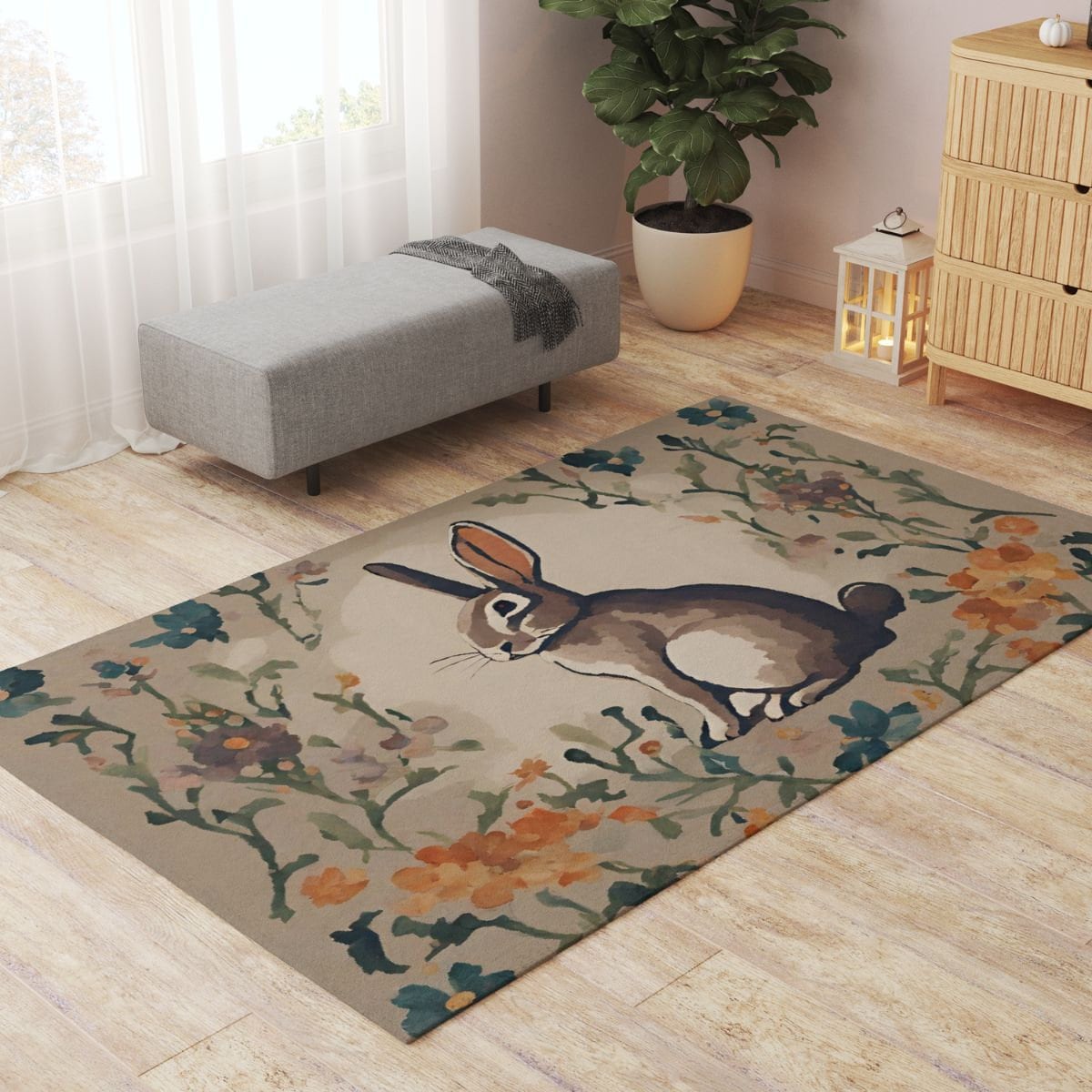 Washable Rabbit Mat, Pet Playpen Floor Mat, Rug Playmat for Rabbits