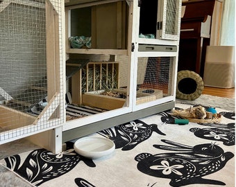 Rabbit Mat, Pet Playpen Floor Mat Rug Playmat for Rabbits, Cats, Dogs, Premium Playpen Floor Mat for Bunnies, Soft and Safe Surface for Pets