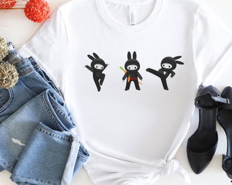 Ninja bunny shirt, Cute T-Shirt, Funny Rabbit Costume, Bunny Lover Gift, Bunnies Owner, Rabbits Animals Pet T Shirts, Bunny Lover T-Shirt