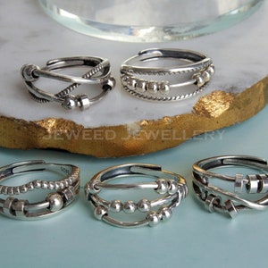 Vintage Fidget Ring Adjustable - 925 Sterling Silver Anxiety Ring - Spinning Worry Rings For Women , Perfect Gift For Her .