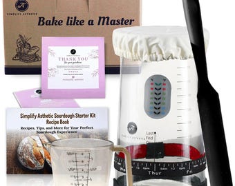 900ml Sourdough Starter Jar Kit, Glass Fermentation Tracker